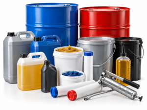 Tambores industriales neutros sin marcas, imagen ilustrativa de lubricantes