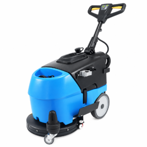 Fregadora secadora compacta GT30 azul y negra sobre fondo blanco