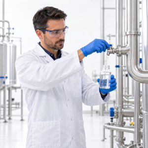 Representación de toma de muestras y control de agua de proceso