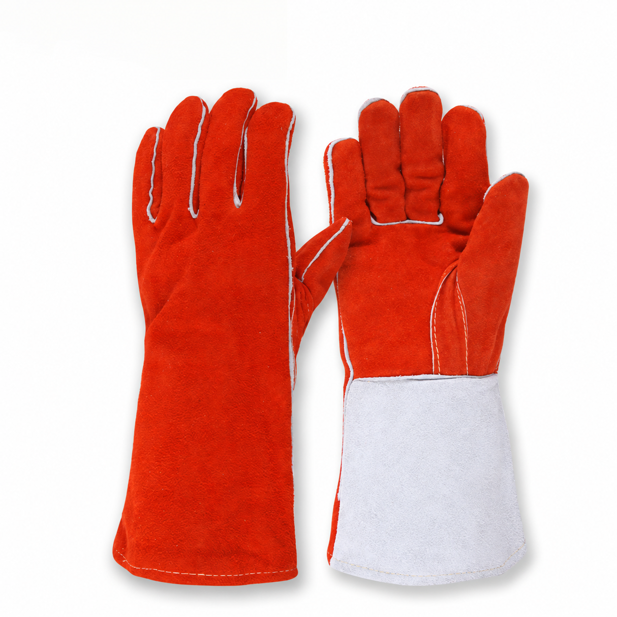 Guantes de cuero para tareas de taller — Magical Argentina Guantes de cuero rojos con puño blanco sobre fondo blanco